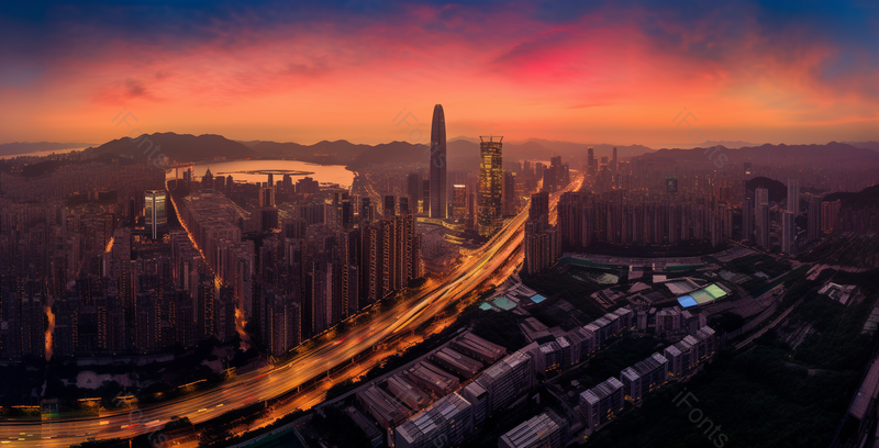 日暮下陷入黑暗的现代城市夜景航拍图,高清,摄影图,摄影图片,图片大全,摄影图免费下载
